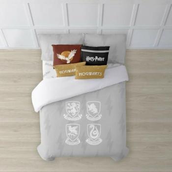 Funda Nórdica Harry Potter Hogwarts Shields Multicolor 200 x 200 cm Cama de 120, 175 Hilos, con Botones, 100% algodón, Ligera y Confortable, Licencias Oficiales