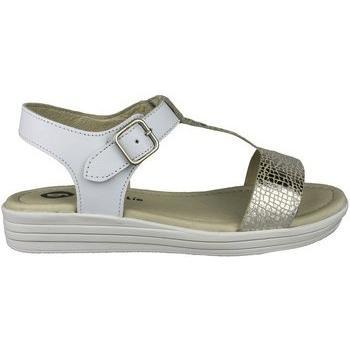 Sandalias de Niña Garvalin en Piel Blanco con Cierre de Velcro