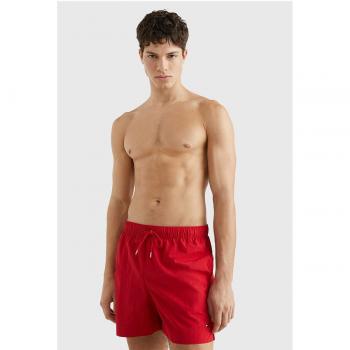 Bañador bermuda de hombre Tommy Hilfiger liso con logo bordado lateral, color rojo, talla L