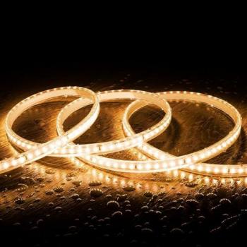 Tira LED 220V SMD2835 120LED/m Blanco Cálido IP65 Ancho 12mm Corte cada 100cm 10 m
