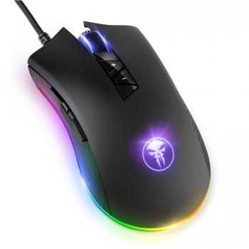 Yocktec RGB Retroiluminación Ratón Gaming Óptico, 8 Botones Programables Profesional Cableado Ratones Gaming Ergonómico con 4 dpi Adjustable, Definición de la Macro para Gamer/PC/Ordenador