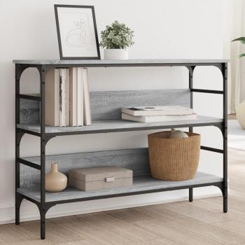 Mesa consola de madera de ingeniería 100x32x75 cm en color Negro, Roble Sonoma y Roble ahumado - Mesa de sofá, mesa de entrada para salón, consola de entrada, mueble recibidor, mesita auxiliar