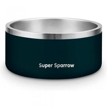 Super Sparrow Comedero para Perros Gatos Mascotas de Acero Inoxidable - con Base de Silicona Antideslizante, Apto para Lavavajillas, 1L/2L