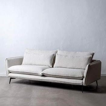 Sofá 3 plazas Blanco Roto de Tela y Metal de 232x100x84 cm - LOLAhome