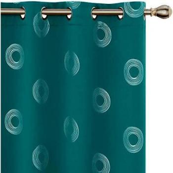 Amazon Brand - Umi Cortinas Opacas Decorativas con Motivos Redondo con Ojales 2 Piezas 140x183cm Turquesa