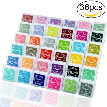 ivencase Almohadilla Tampón, 36 colores disponibles Almohadilla Tinta dedos para para Madera Papel Tela para estampilla de goma DIY Scrapbooking y tarjeta de fabricación de decoración Niños No Tóxico
