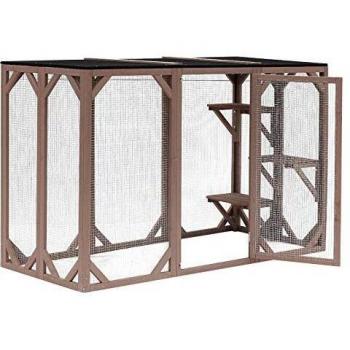 Recinto Exterior para Gatos Resistente a la Intemperie 180 x 80 x 111,8 cm con 3 Zonas de Reposo