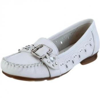 Rieker 40057-80 4020931746118 - Mocasines de cuero para mujer, color blanco, talla 42