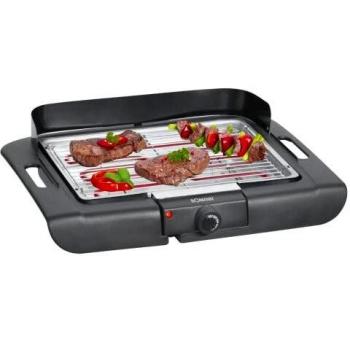 Bomann BQ 2243 CB - Barbacoa eléctrica con parrilla cromada de 35,5 x 24,5 cm, 2000 W, color negro