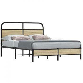 Estructura de cama sin colchón 140x200 cm madera de roble Sonoma