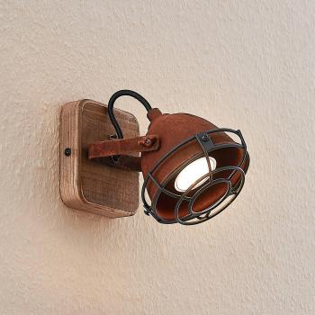 Foco empotrado Lindby Farovi, tipo industrial, 1 luz, color marrón oxidado, material de madera e.o., compatible con bombillas GU10, ideal para salón y comedor