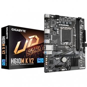 Placa Base GIGABYTE H610M K V2 mATX - Soporte para Procesadores Intel Core 14ª Generación, hasta 5600 MHz DDR5, 1xPCIe 3.0 M.2