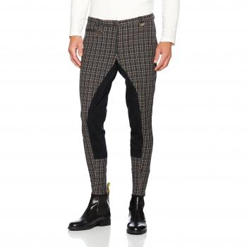 HKM Andrea 3/4 Pantalones de equitación para niños, con Ribete, Color Negro/a Cuadros, 140