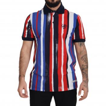 Dolce & Gabbana Multicolor Striped Cotton Polo Top T-shirt - IT52 | Size: XL