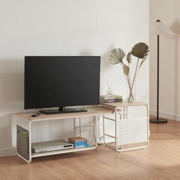 Juego de mueble de salón Dyrøy 2 en 1 con mesa auxiliar apilable - Blanco Efecto Roble