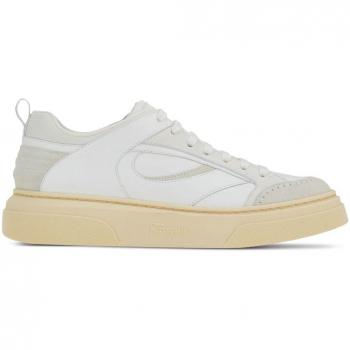 Ferragamo Men's Logo Leather Sneakers, White, Size 8 US