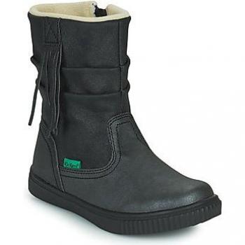 Kickers Rumby Children's Ankle Boots, Black Shiny