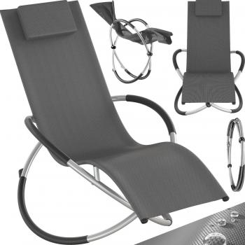 Tumbona Paulina ergonómica plegable de Tectake, capacidad 150 kg, con función balancín, superficie de malla transpirable de textileno y reposacabezas extraíble, estructura estable de acero con inserciones