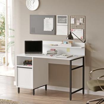 Escritorio Fajaarire 120x60x100cm con Estante y Compartimentos - Blanco