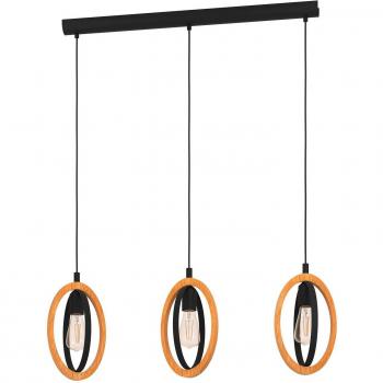 Lámpara Colgante Lineal Eglo Basildon 3xE27 Negro