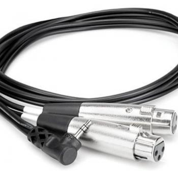 Hosa 2' Stereo Mini Angled Male to 2x3-Pin XLR Female Y-Cable
