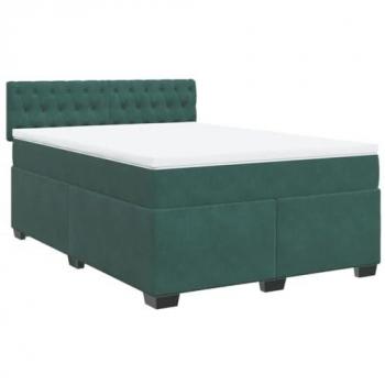 Cama Box Spring con Colchón de Terciopelo Verde Oscuro 160x200 cm