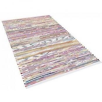 Alfombra multicolor de algodón 80 x 150 cm rectangular hecha a mano boho ecléctica