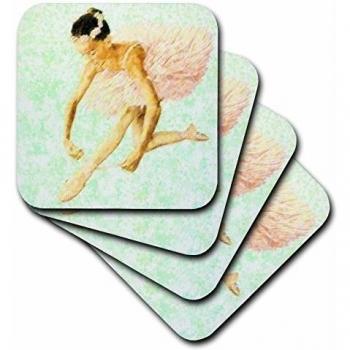 3dRose CST _ 34790 _ 4 bailarina prepares-ceramic Azulejos Posavasos, juego de 8