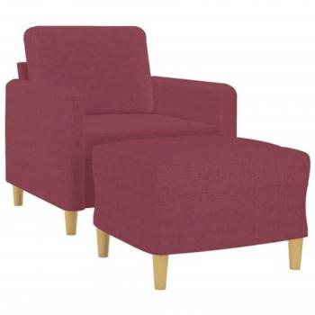 Sillón con Taburete Tela Rojo Tinto 60 cm