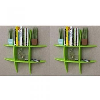 vidaXL 2X Estanterías Pared Verde Librería Biblioteca Salón Decoración Casa