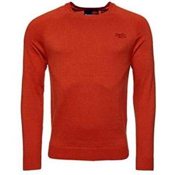 Superdry Hombre Jersey de algodón con Cuello Redondo de la colección Orange Labe Jaspeado Naranja Siena Brillante XL