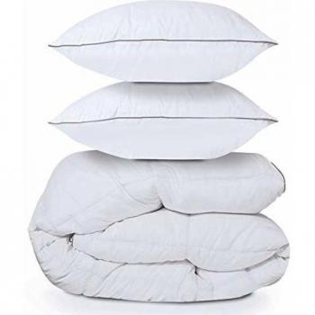 Edredón de pluma de oca 240x220 cm + 2 almohadas antiácaros 500 g/m²