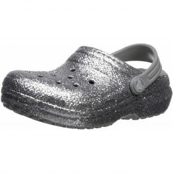 Crocs Classic Glitter Lined Clog K, Zapatos para Agua Niños Unisex, Silver