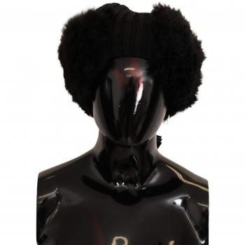 Dolce & Gabbana Black Cashmere Fur Women Beanie Hat - 57 cm|S