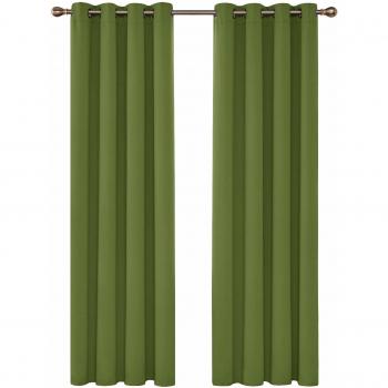 Deconovo Cortina Opaca con Aislamiento Térmico Cortina para Sala de Estar con Olloas Juego de 2 Piezas 140 x 290 cm Verde