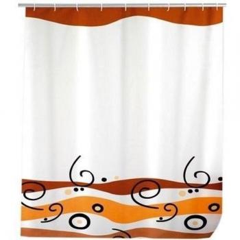 Wenko 19173100 Waves - Cortina de ducha fabricada en textil de alta calidad con estampado