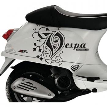Set de pegatinas de vinilo para moto Vespa S y scooter, color negro