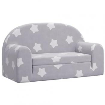 Sofá Cama Infantil 2 Plazas Gris Claro con Estrellas de Felpa Suave