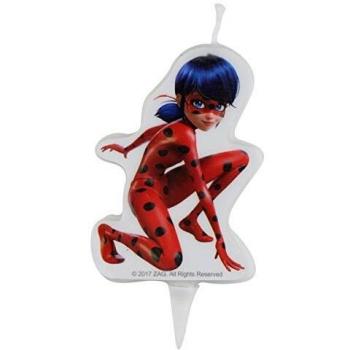 Dekora 346183 Vela de Cumpleaños 2D Ladybug, Cera, Multicolor, 9cm