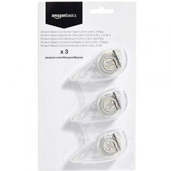 Amazon Basics - Cinta correctora, 4,2 mm x 6 m, pack de 3