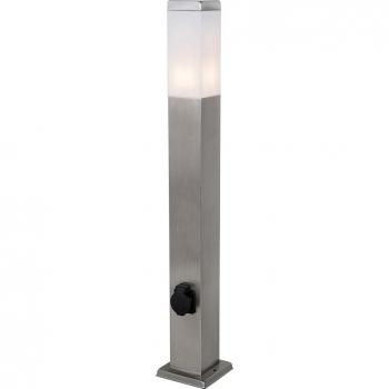 Lámpara de exterior moderna de acero 80 cm con toma de corriente IP44 y portalámpara E27 - Malios