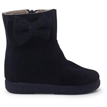 Botas de Niña de Serraje con Lazo Lateral Grande Talla 29 Color Azul Oscuro
