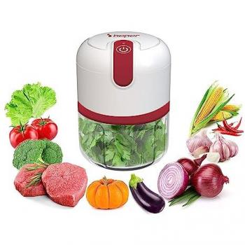 Picadora Inalámbrica Beper de Carga USB, Alta Capacidad 250 ml, Potente 3.7V, 3 Lamas de Acero Inoxidable