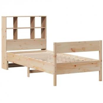 Cama solar con librería sin colchón 75x190 cm Madera de pino