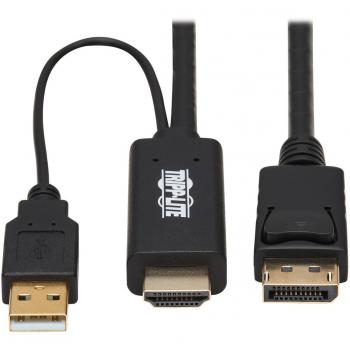 1m HDMI to DisplayPort Active Adapter Cable - 4K USB Power - Black