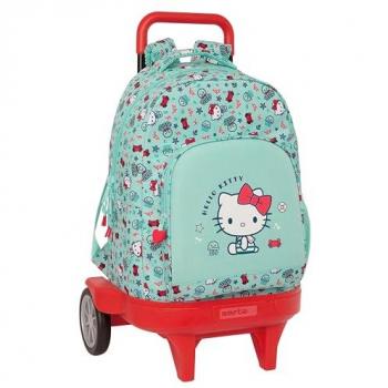 Mochila Escolar con Ruedas Hello Kitty Sea Lovers Turquesa 33 x 45 x 22 cm, Safta Mochila Carrito Compacto Con Ruedas Evolutivas, Ideal para Niños de Diferentes Edades