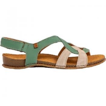 Sandalias Planas de Mujer El Naturalista N5819 de Piel con Velcro, Multicolor y Casual