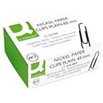 Q-Connect KF04473 - Pack de 100 clips niquelados, 43 mm