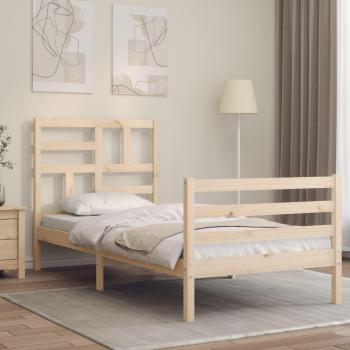 Estructura de cama con cabecero de madera maciza 100x200 cm