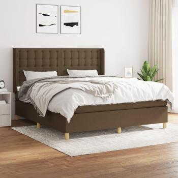 Cama box spring suave con colchón marrón oscuro 160x200 cm tela